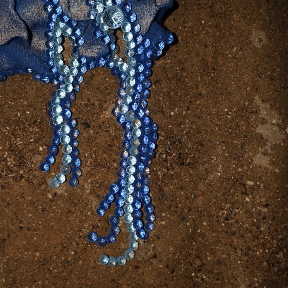 Elegant Custom Made Blue Sand Dress 3lato - Picture 5 of 10